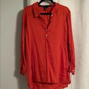 JNY Orange  Long Sleeve Tunic Shirt